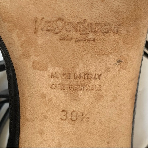 Yves saint Laurent black leather ankle wrap open toe heels - Picture 11 of 11